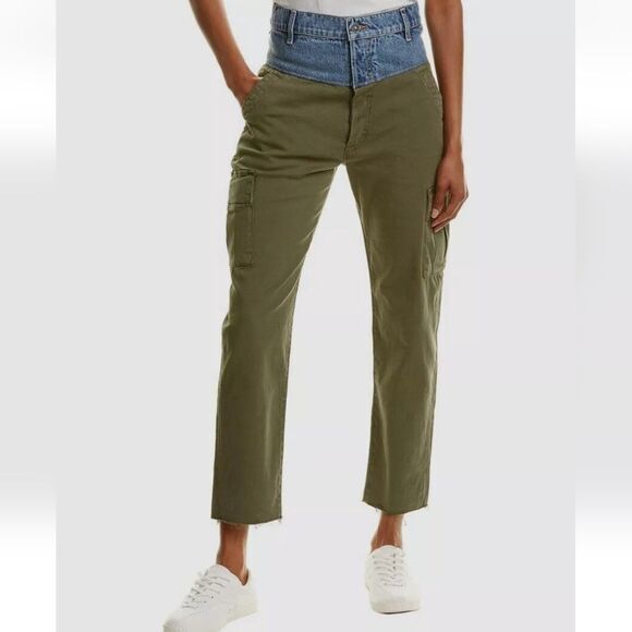 Hudson -1169‎ Women's Green Cargo High Rise Denim Waist Trousers Pants Size 25 - Picture 1 of 15